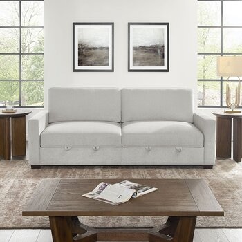 Thomasville Lambert Fabric Sofa with 2 Storage Seats