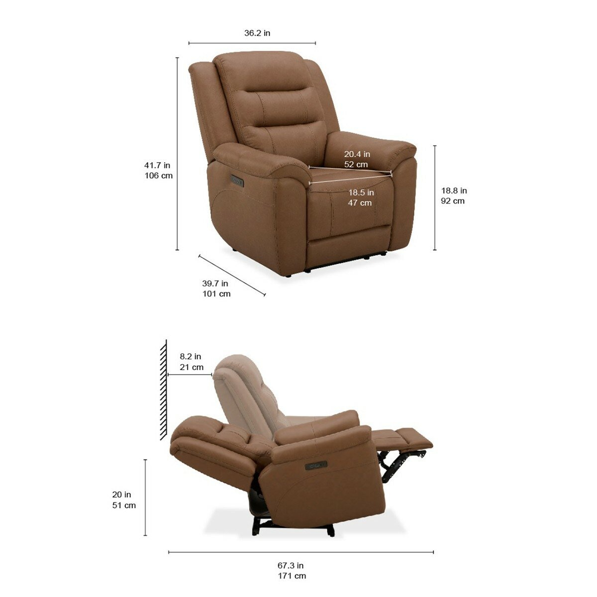 Gilman Creek牛皮電動躺椅