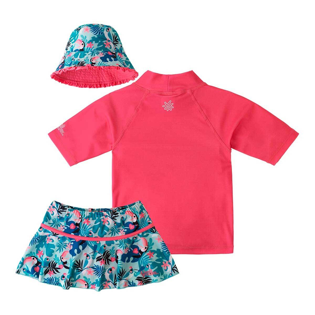 UV Skinz 兒童泳衣 三件組 粉紅色