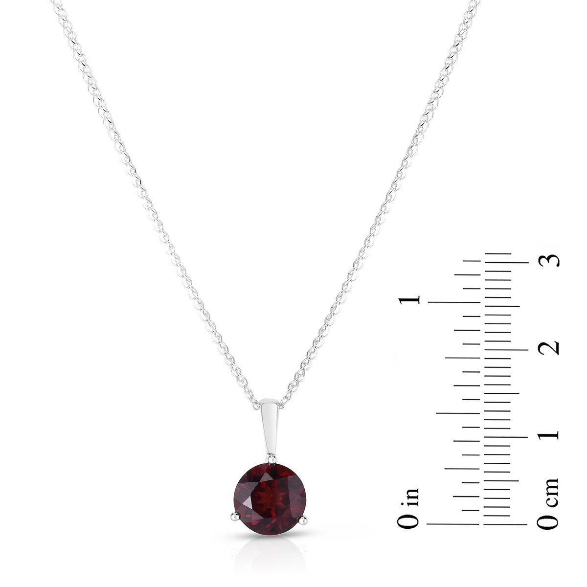 14K白K金 石榴石三爪鑲嵌項鍊