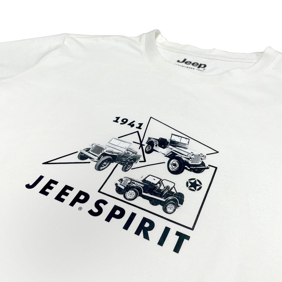 Jeep 男短袖純棉圖案T恤 白 S