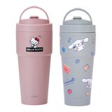 WOKY 沃廚 X 三麗鷗 渾圓杯鈦陶瓷保冷保溫杯 770毫升 X 2件組 Hello Kitty 俏麗粉 + 大耳狗 蹦跳玩台灣