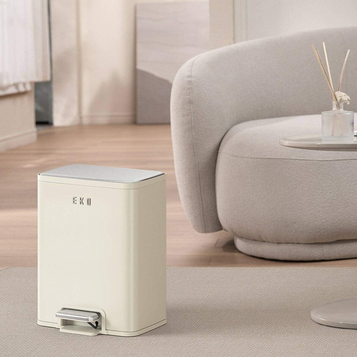 EKO 踏板式不鏽鋼垃圾桶 11公升 2入組 米白