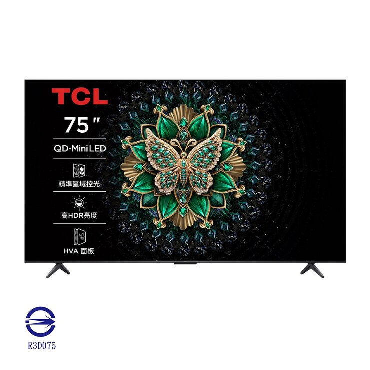 TCL 75吋 4K Mini LED Google TV 量子智能液晶顯示器 不含視訊盒 75C6K