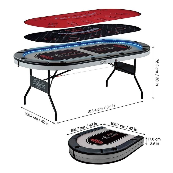 Barrington 10人撲克桌 含LED燈