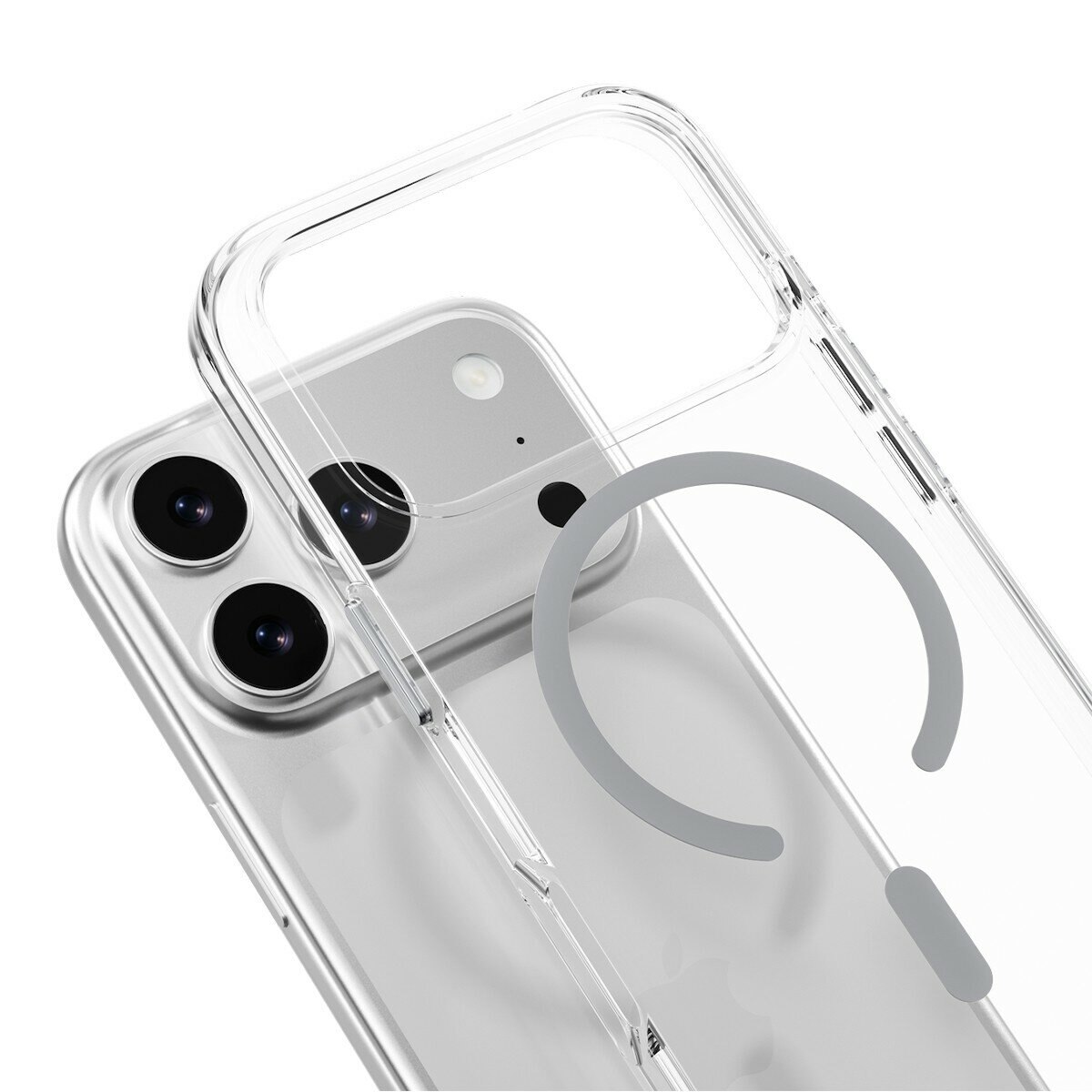 MAGEASY Bright M 不發黃軍規磁吸透明殼 iPhone 17 Pro(迷霧磁圈) + 鏡頭保護貼Lenz(珊瑚) + Vetro 9H 鋼化玻璃保護膜