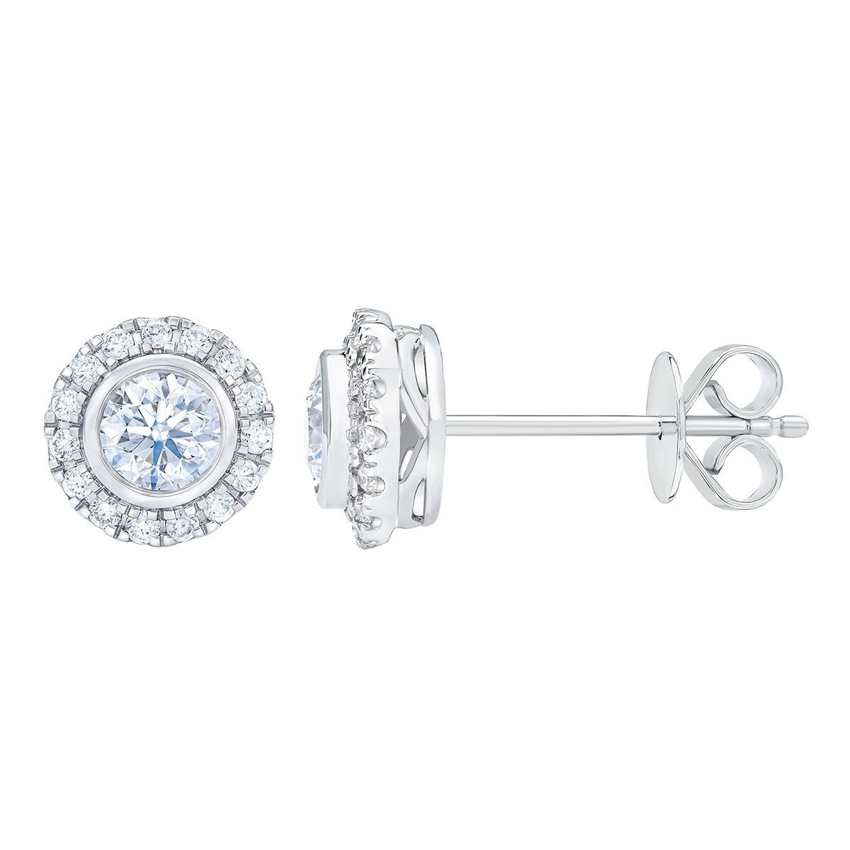 0.60克拉 14K白K金 圓形鑽石耳環 VS2/I