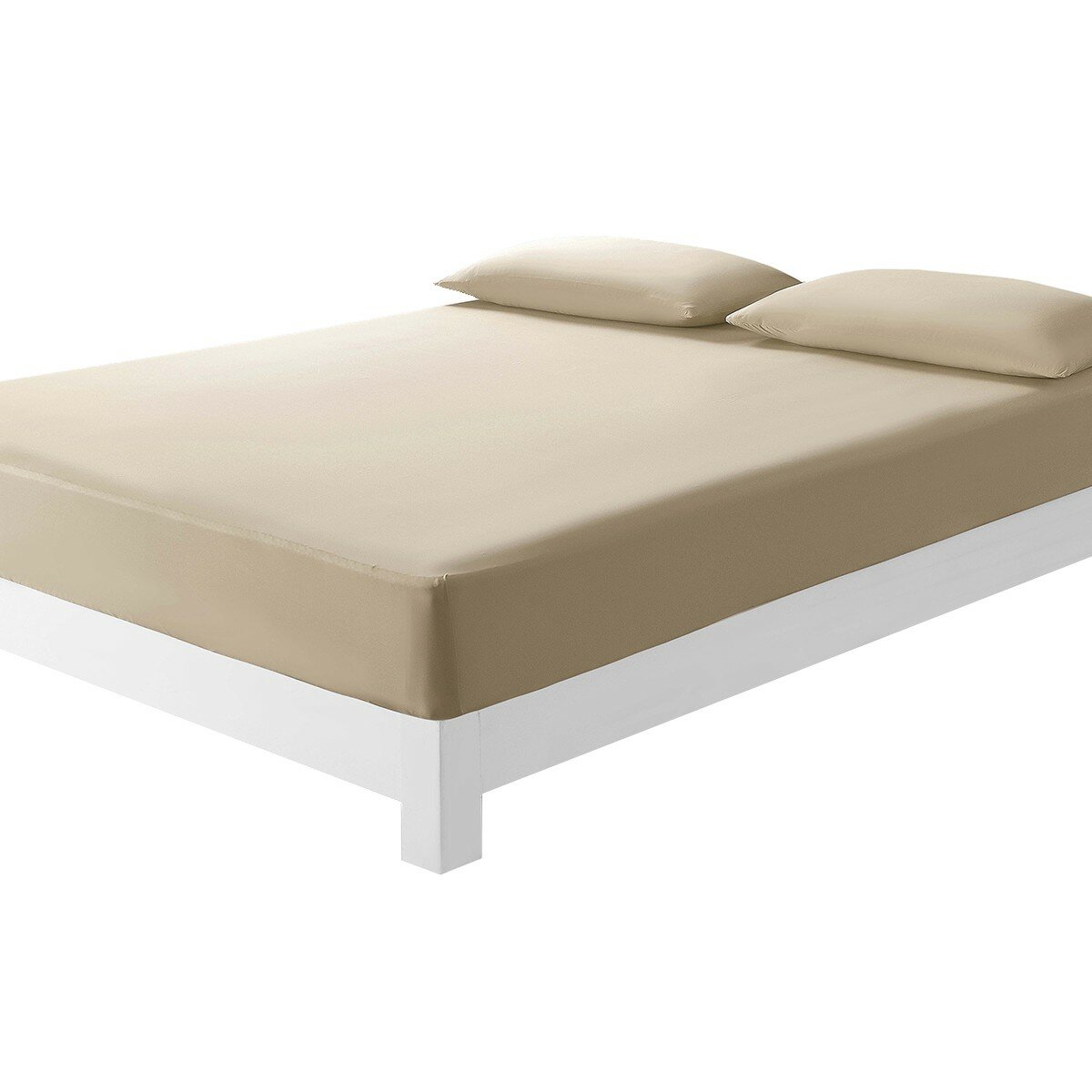 Don Home 涼感素色雙人床包枕套三件組 152公分 X 190公分 奶茶