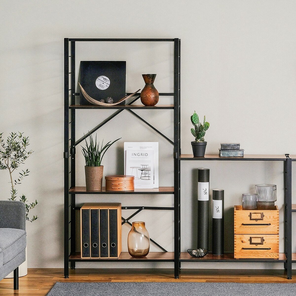 IRIS OHYAMA 萬能摺疊層架 5層 #KRSR-5 經典棕