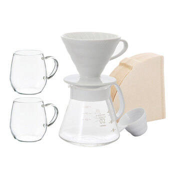 Hario V60手沖咖啡套組含玻璃杯 2入組