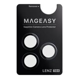 MAGEASY Bright M 不發黃軍規磁吸透明殼 iPhone 17 Pro Max(珊瑚磁圈) + 鏡頭保護貼Lenz鈦合金(午夜鈦) + Vetro 9H 鋼化玻璃保護膜