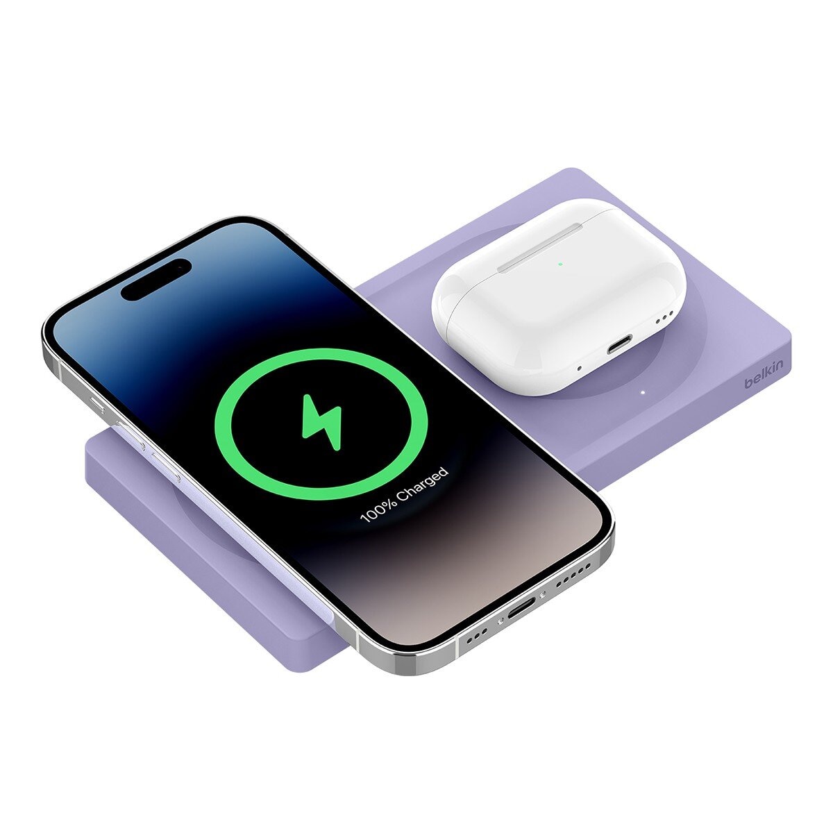 Belkin BoostCharge Pro Magsafe 2合1 無線充電板 15W (無旅充) 紫色