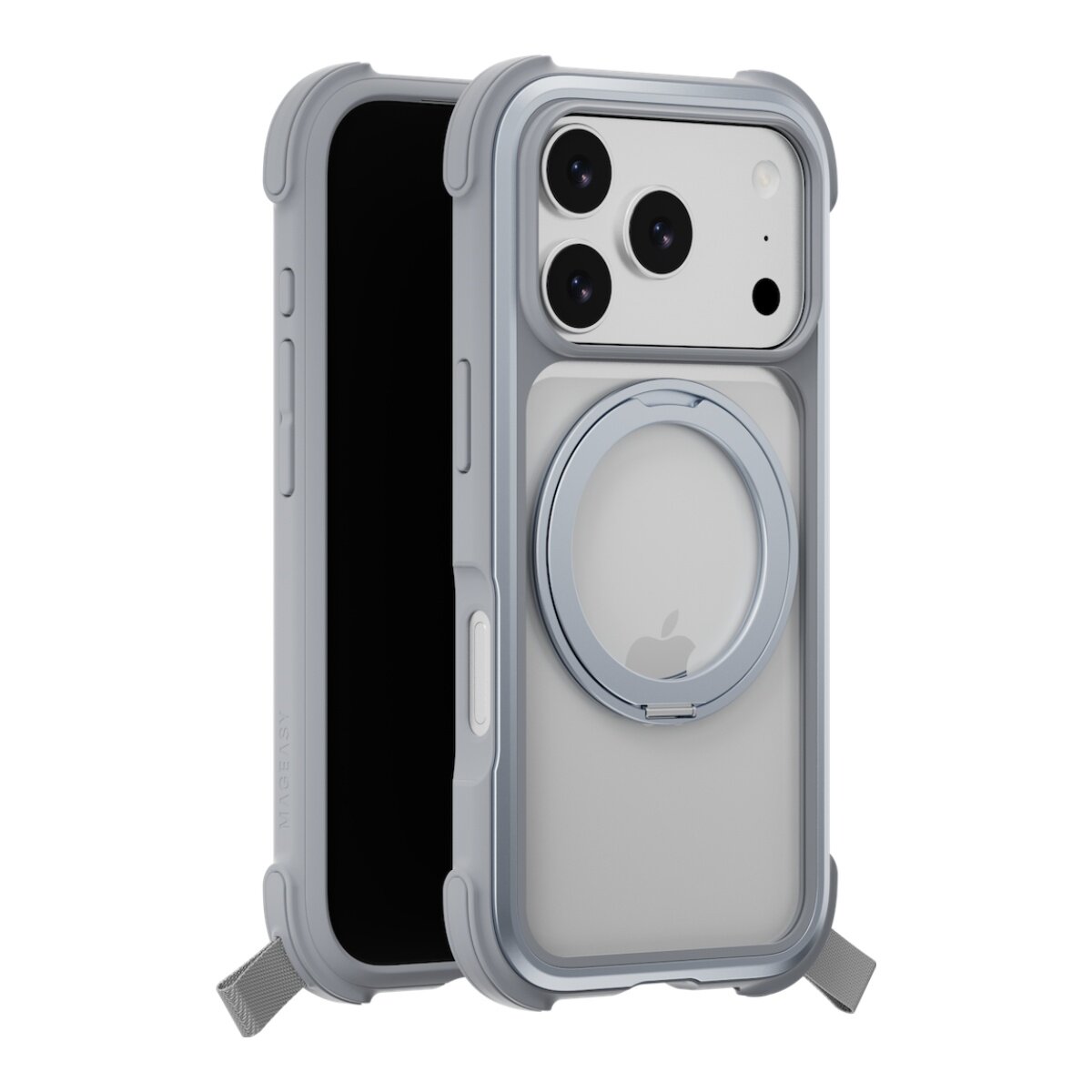 MAGEASY Odyssey Stand M 超軍規防摔磁吸支架手機殼 iPhone 17 Pro(迷霧) + 鏡頭保護貼Lenz(午夜) + Vetro 9H 鋼化玻璃保護膜