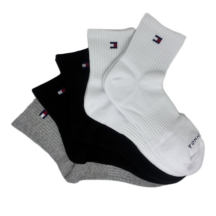 Tommy Hilfiger 女中筒襪 5入組 白+白+黑+黑+灰