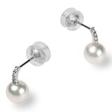 Tokyo Pearl 鉑金 6.5公釐 - 7.0公釐 Akoya 珍珠鑽石耳環
