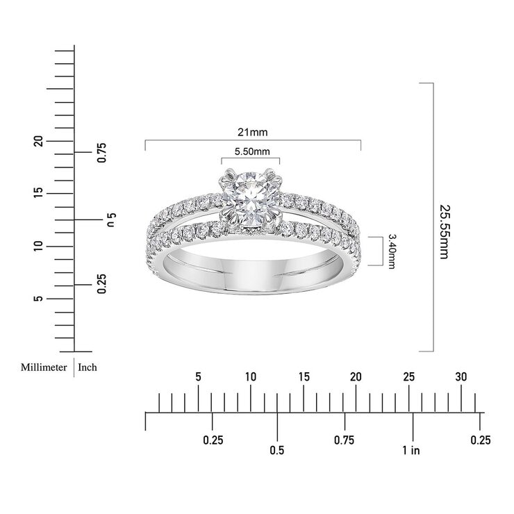 1.0克拉 18K白K金 圓形鑽石鑽戒 VS2/I