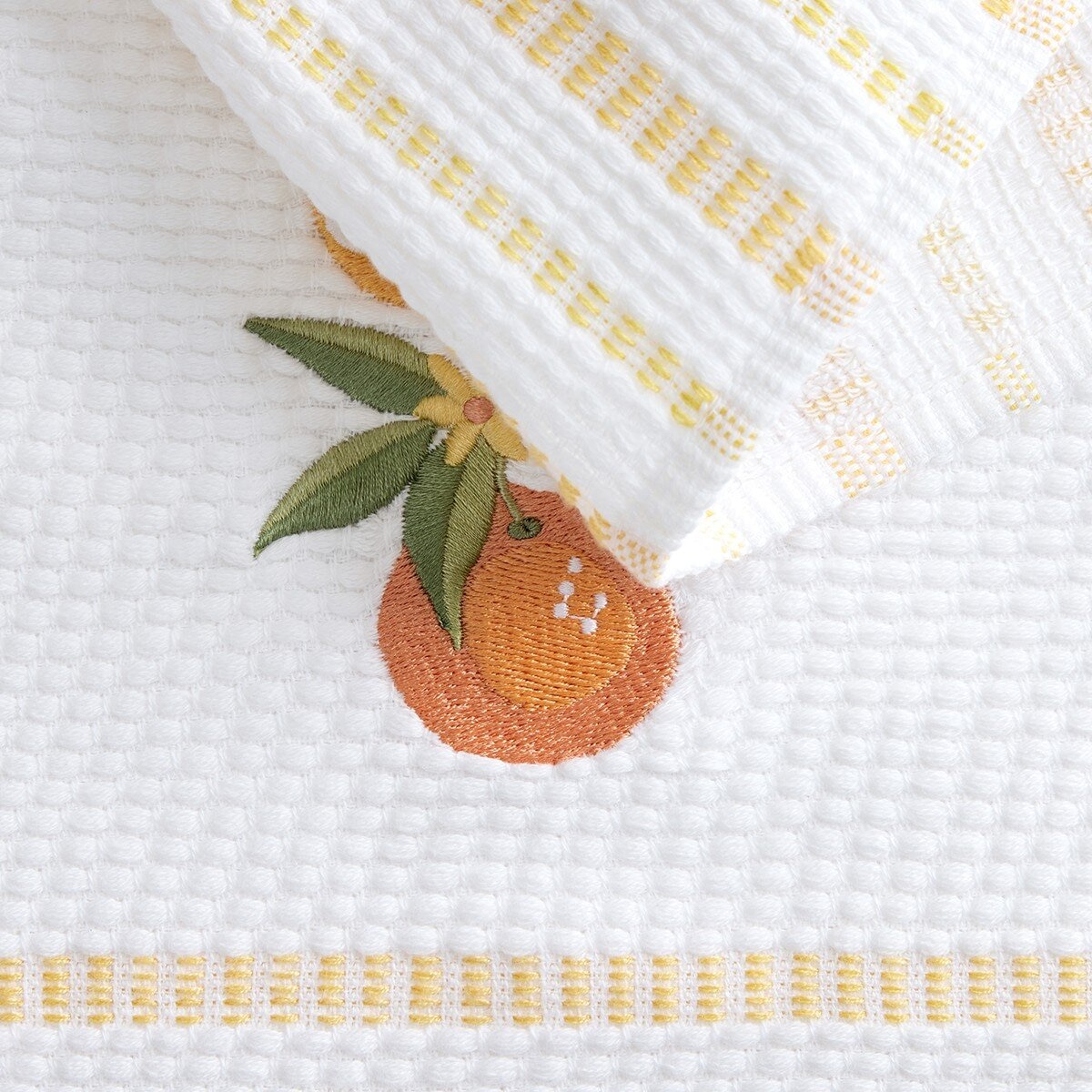 Town & Country 純棉刺繡多用布 4入 43公分 X 71公分 柑橘