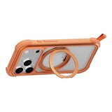 MAGEASY Odyssey Stand M 超軍規防摔磁吸支架手機殼 iPhone 17 Pro(珊瑚) + 鏡頭保護貼Lenz(炫彩) + Vetro 9H 鋼化玻璃保護膜