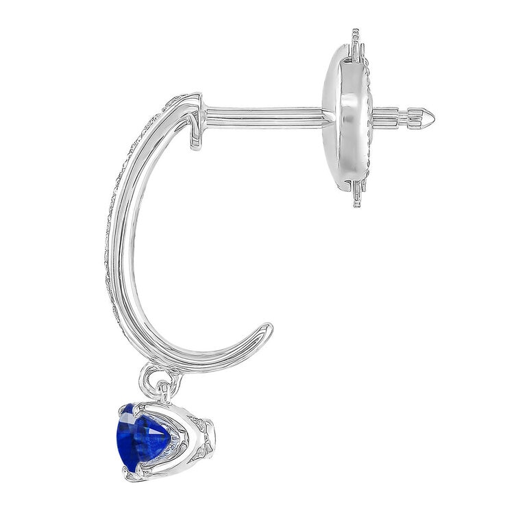 0.09克拉 14K白K金 藍寶石鑽石耳環 VS2/I - 1663555