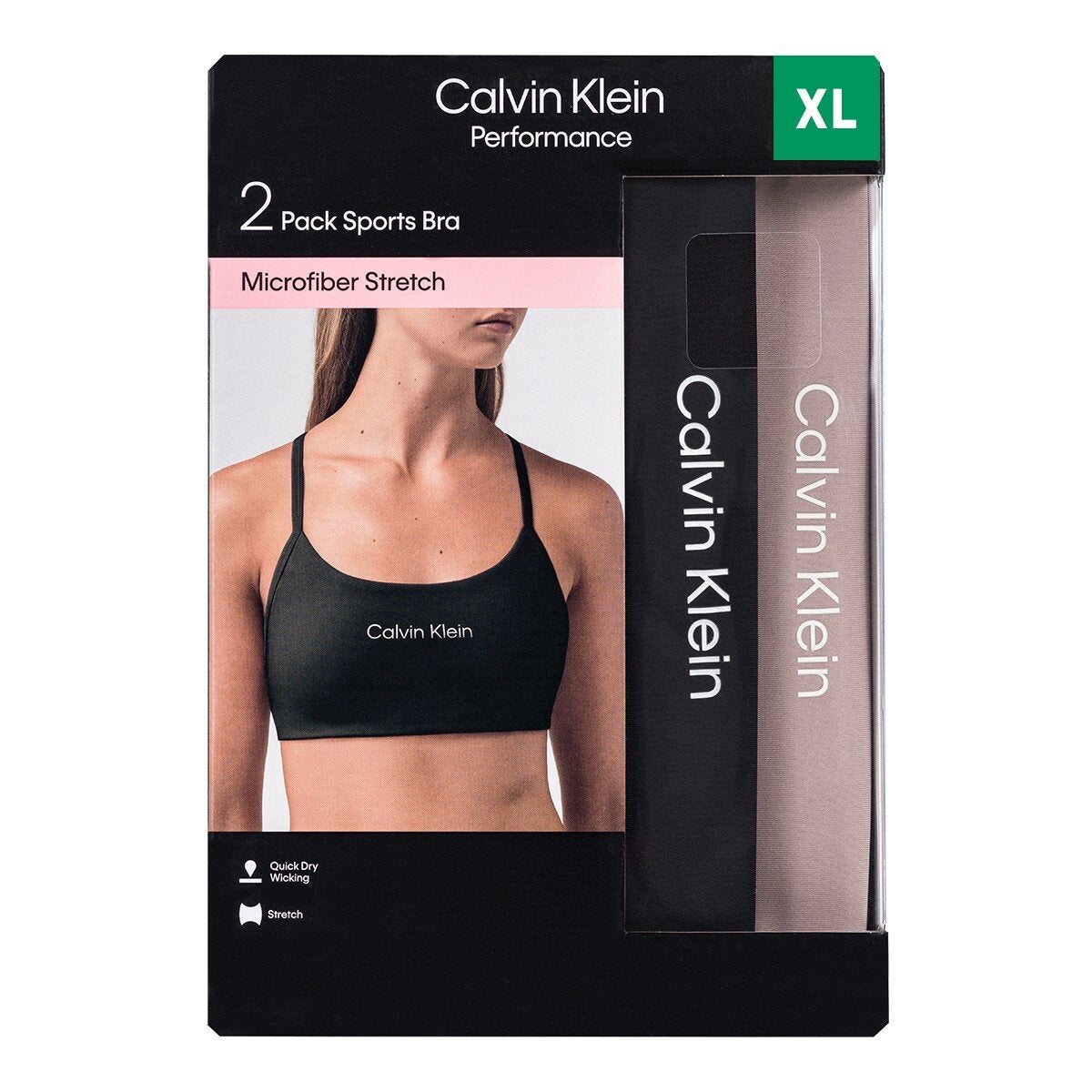 Calvin Klein 女運動內衣 2入組 黑米 XL