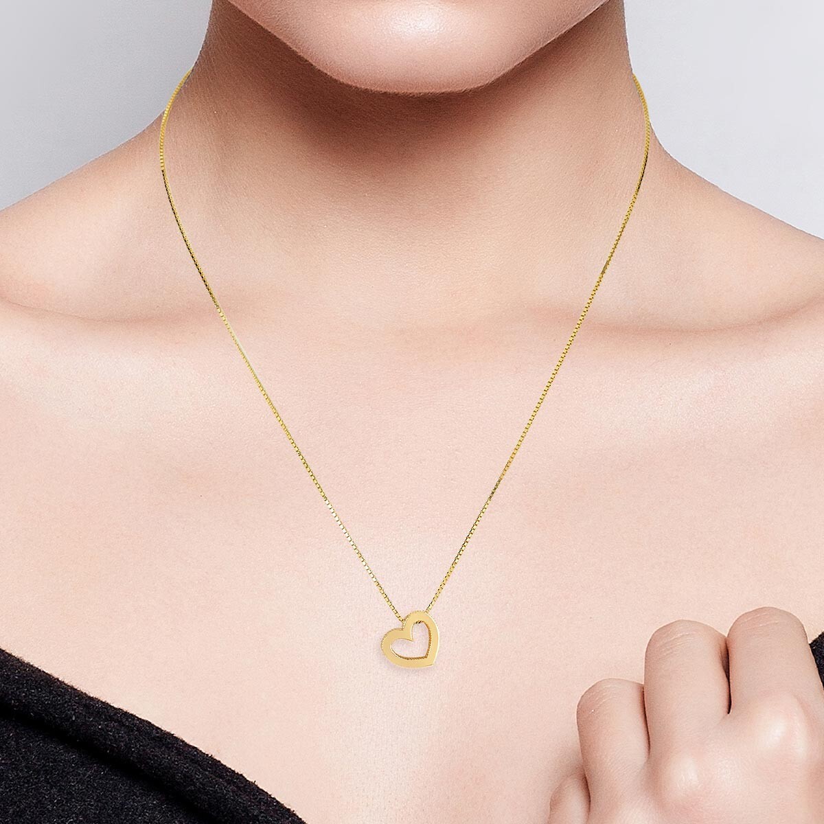 14K黃K金心型項鍊