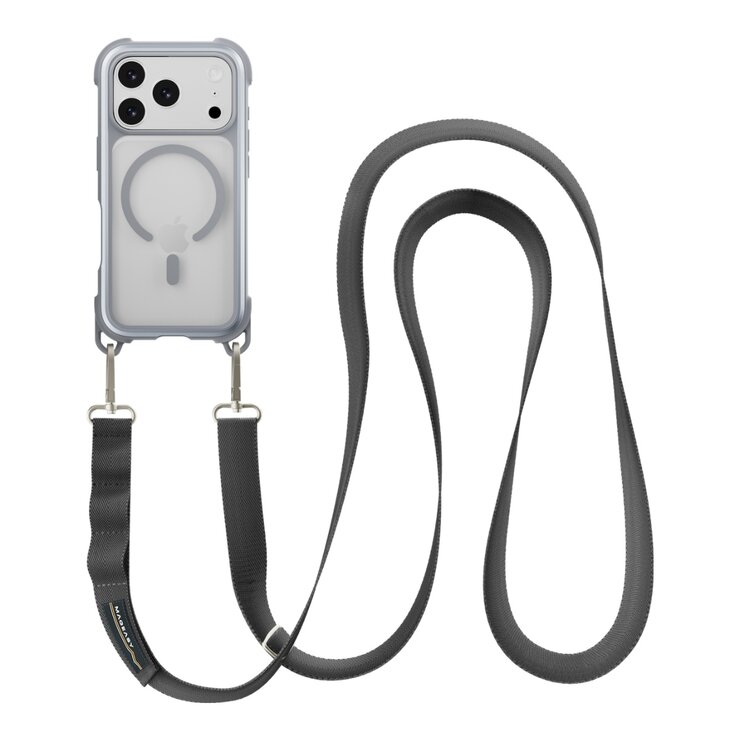 MAGEASY Odyssey Strap M 超軍規防摔掛繩手機殼 iPhone 17 Pro(迷霧/高冷灰) + 鏡頭保護貼Lenz 鈦合金(迷霧鈦) + Vetro 9H 鋼化玻璃保護膜