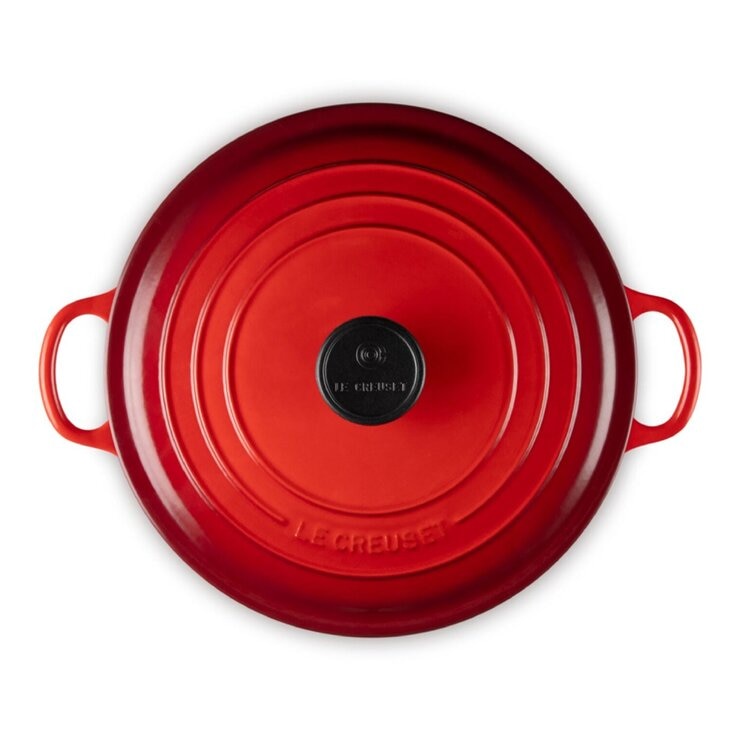 Le Creuset 雙耳圓形鑄鐵鍋 含電木頭鍋蓋 26公分 櫻桃紅
