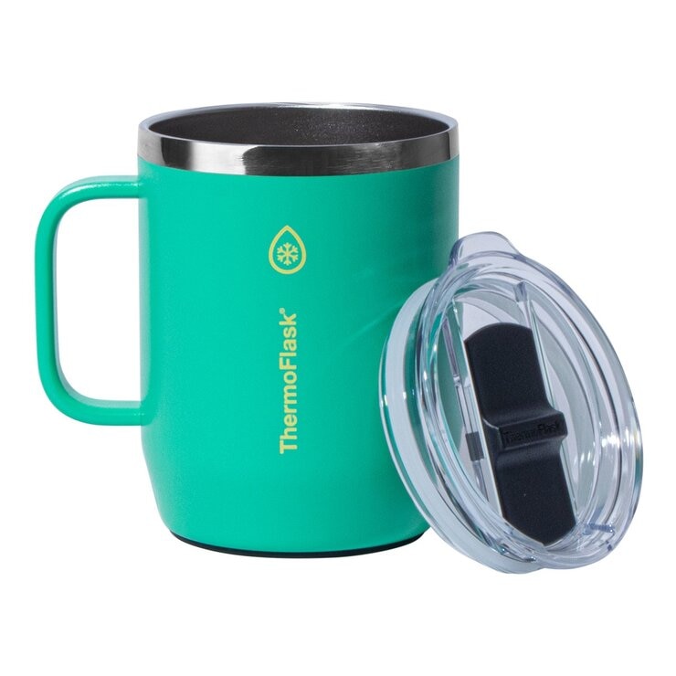ThermoFlask 不鏽鋼保冷保溫馬克杯 474毫升 + 355毫升 紫 + 綠