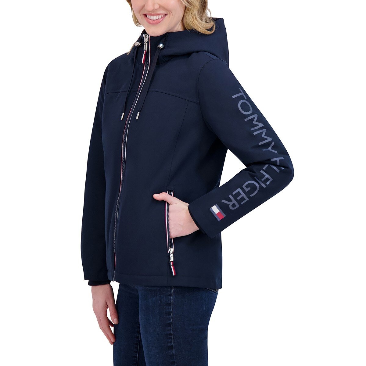 Tommy Hilfiger 女軟殼連帽外套 深藍