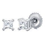 0.5克拉 18K白K金 公主方形鑽石耳環 VS2/I 0.5克拉 18K白K金 公主方形鑽石耳環 VS2/I