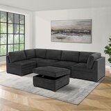 Thomasville 布面L型沙發附腳凳