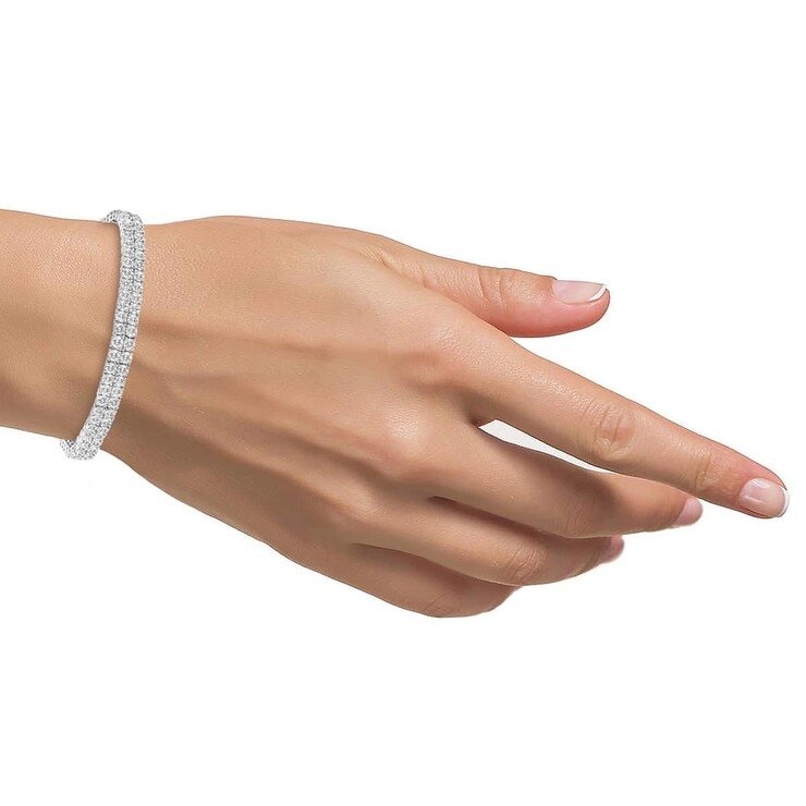 12克拉14K白K金圓形鑽石手環 VS2/I