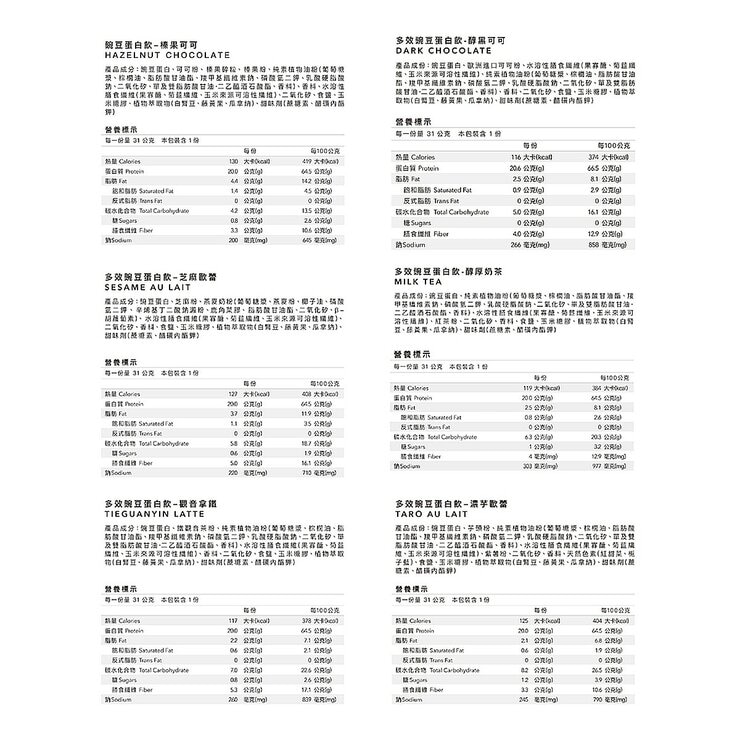 Body Goals 全素多效豌豆蛋白飲組合 31公克 X 60入 (醇黑可可 / 芝麻歐蕾 / 醇厚奶茶 / 觀音拿鐵 / 濃芋歐蕾 / 榛果可可)