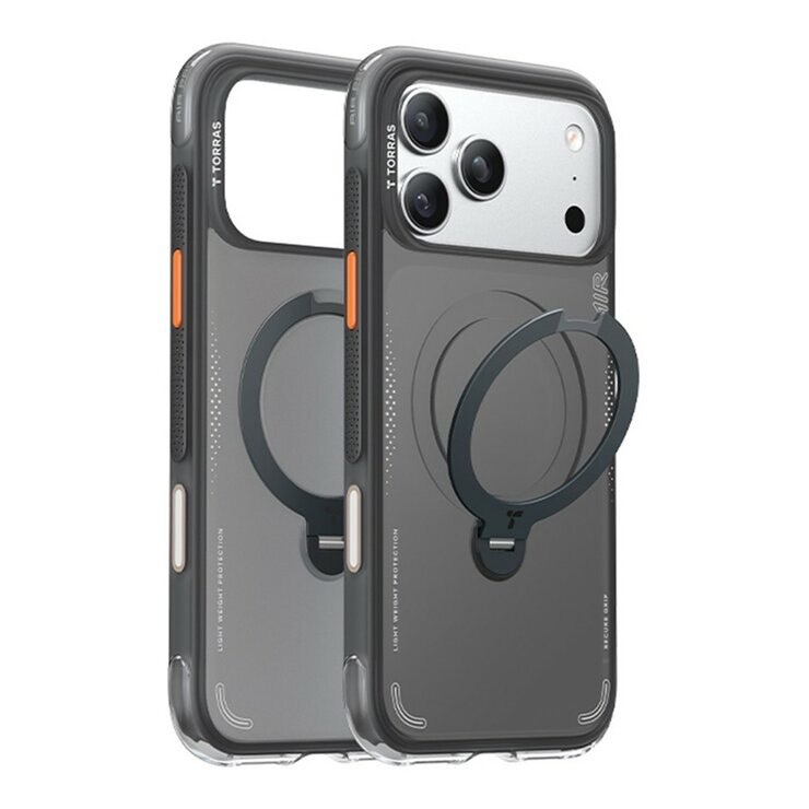 Torras Ostand Spin Air Magnetic 相機按鍵旋轉支架氣囊防摔手機殼 iPhone 17 Pro 夜行黑 + Insta II Master 高清滿版手機螢幕鋼化玻璃保護貼 Torras Ostand Spin Air Magnetic 相機按鍵旋轉支架氣囊防摔手機殼 iPhone 17 Pro 夜行黑 + Insta II Master 高清滿版手機螢幕鋼化玻璃保護貼