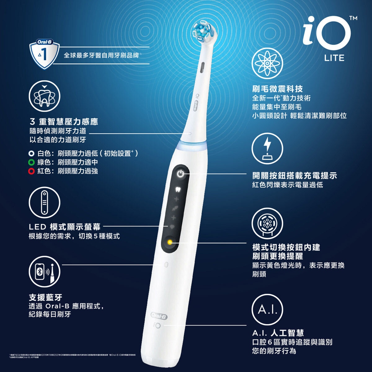 歐樂B iO LITE 微震科技充電式電動牙刷 2入