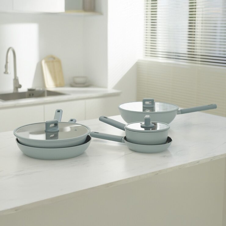 樂扣樂扣 ECO BLUE 鍛造陶瓷不沾鍋 2件組 20公分平煎鍋+30公分平煎鍋