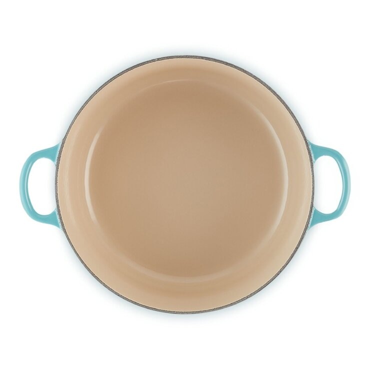 Le Creuset 雙耳圓形鑄鐵鍋 含電木頭鍋蓋 26公分 加勒比藍