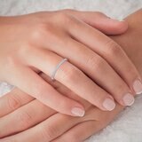 0.1克拉 18K白K金 圓形鑽石戒指 VS2/I