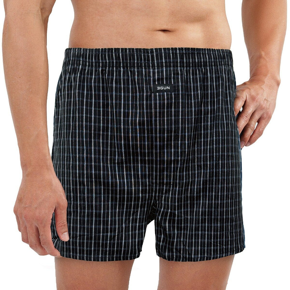 三槍 宜而爽 男平織平口褲 3入組 格紋