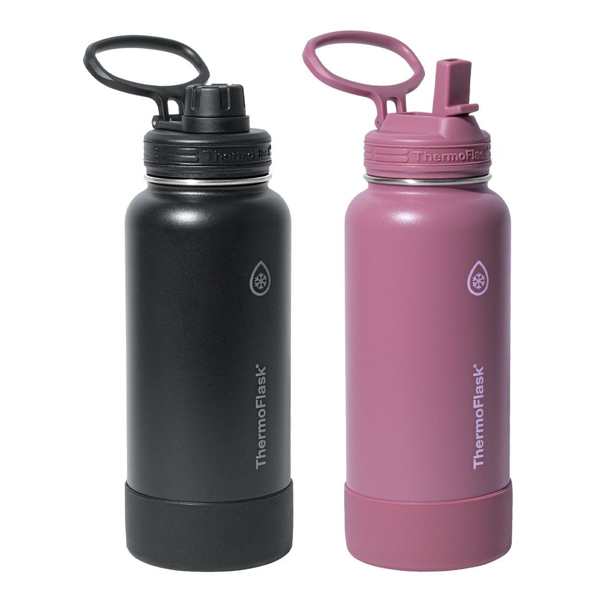 Thermoflask 不鏽鋼保冷保溫瓶 946毫升 X 2件組 深邃黑+霧玫瑰粉