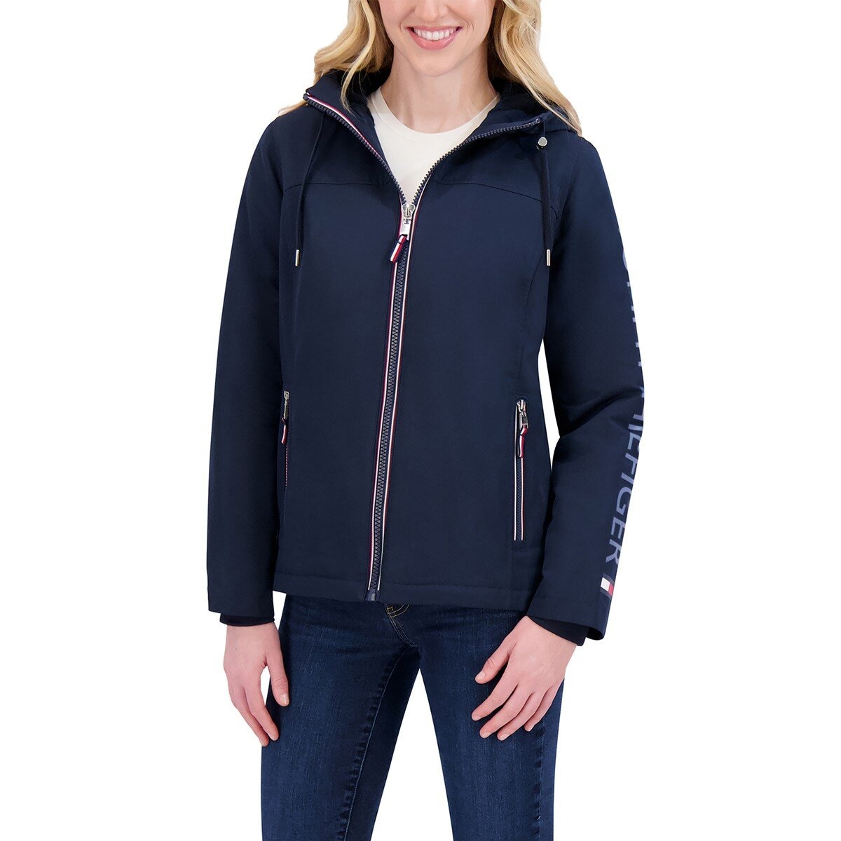 Tommy Hilfiger 女軟殼連帽外套 深藍