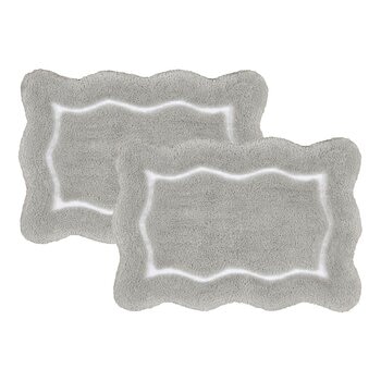 Riviera Home 花邊柔軟浴室地墊 2入 40公分 X 60公分 灰
