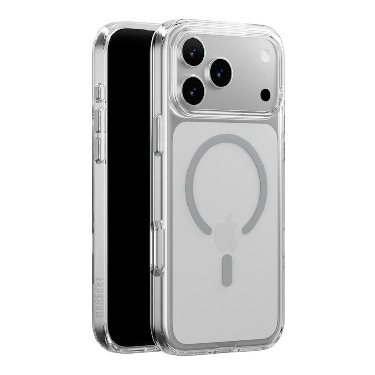 MAGEASY Bright M 不發黃軍規磁吸透明殼 iPhone 17 Pro Max(迷霧磁圈) + 鏡頭保護貼Lenz鈦合金(迷霧鈦) + Vetro 9H 鋼化玻璃保護膜