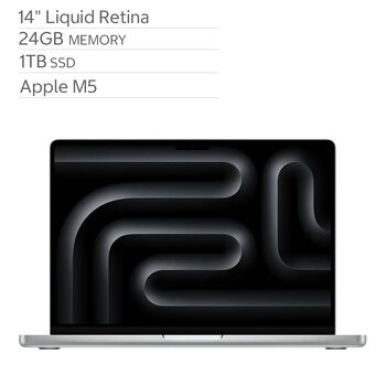 Apple 14 吋 MacBook Pro M5晶片 10核心CPU 10核心GPU 24GB 1TB SSD 銀色