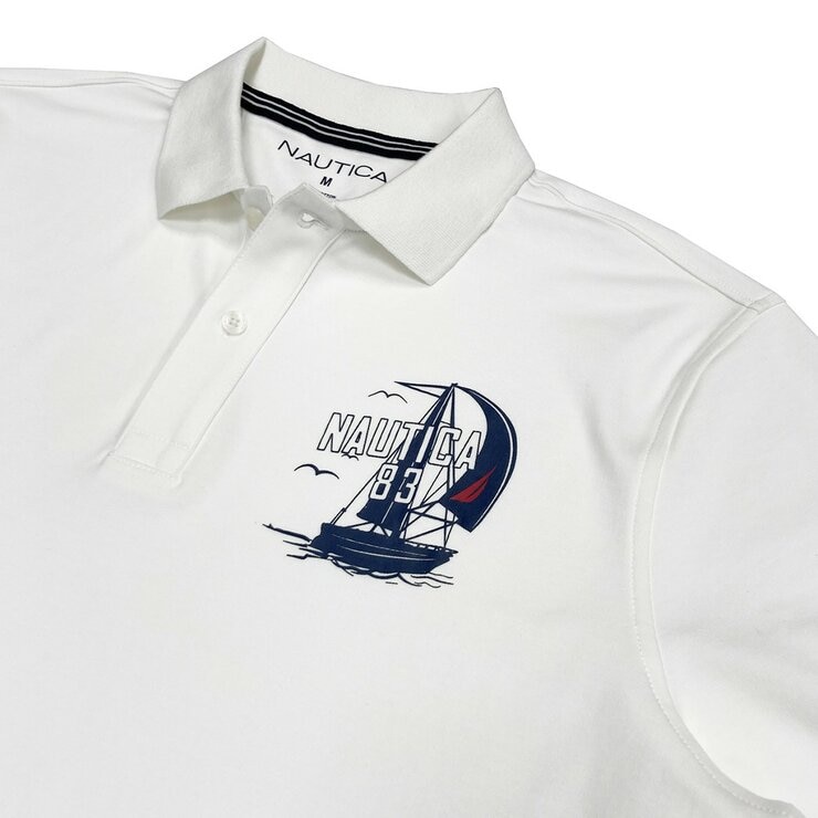 Nautica 男短袖Polo衫 白 Nautica 男短袖Polo衫 白