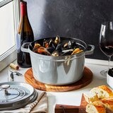 Staub 雙耳圓形鑄鐵深湯鍋 含鋼頭鍋蓋 24公分 石墨灰