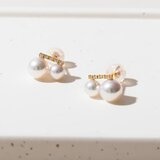 Tokyo Pearl 18K黃K金 4.5公釐 - 6.5公釐 Akoya 珍珠鑽石耳環