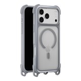 MAGEASY Odyssey Strap M 超軍規防摔掛繩手機殼 iPhone 17 Pro Max(迷霧/高冷灰) + 鏡頭保護貼Lenz(珊瑚) + Vetro 9H 鋼化玻璃保護膜