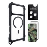 MAGEASY Odyssey Strap M 超軍規防摔掛繩手機殼 iPhone 17 Pro Max(皮革午夜/沉穩黑) + 鏡頭保護貼Lenz 鈦合金(午夜鈦) + Vetro 9H 鋼化玻璃保護膜 MAGEASY Odyssey Strap M 超軍規防摔掛繩手機殼 iPhone 17 Pro Max(皮革午夜/沉穩黑) + 鏡頭保護貼Lenz 鈦合金(午夜鈦) + Vetro 9H 鋼化玻璃保護膜