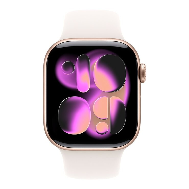 Apple Watch Series 11 GPS 42公釐 玫瑰金色鋁金屬錶殼 附淡胭粉色運動型錶帶 M/L